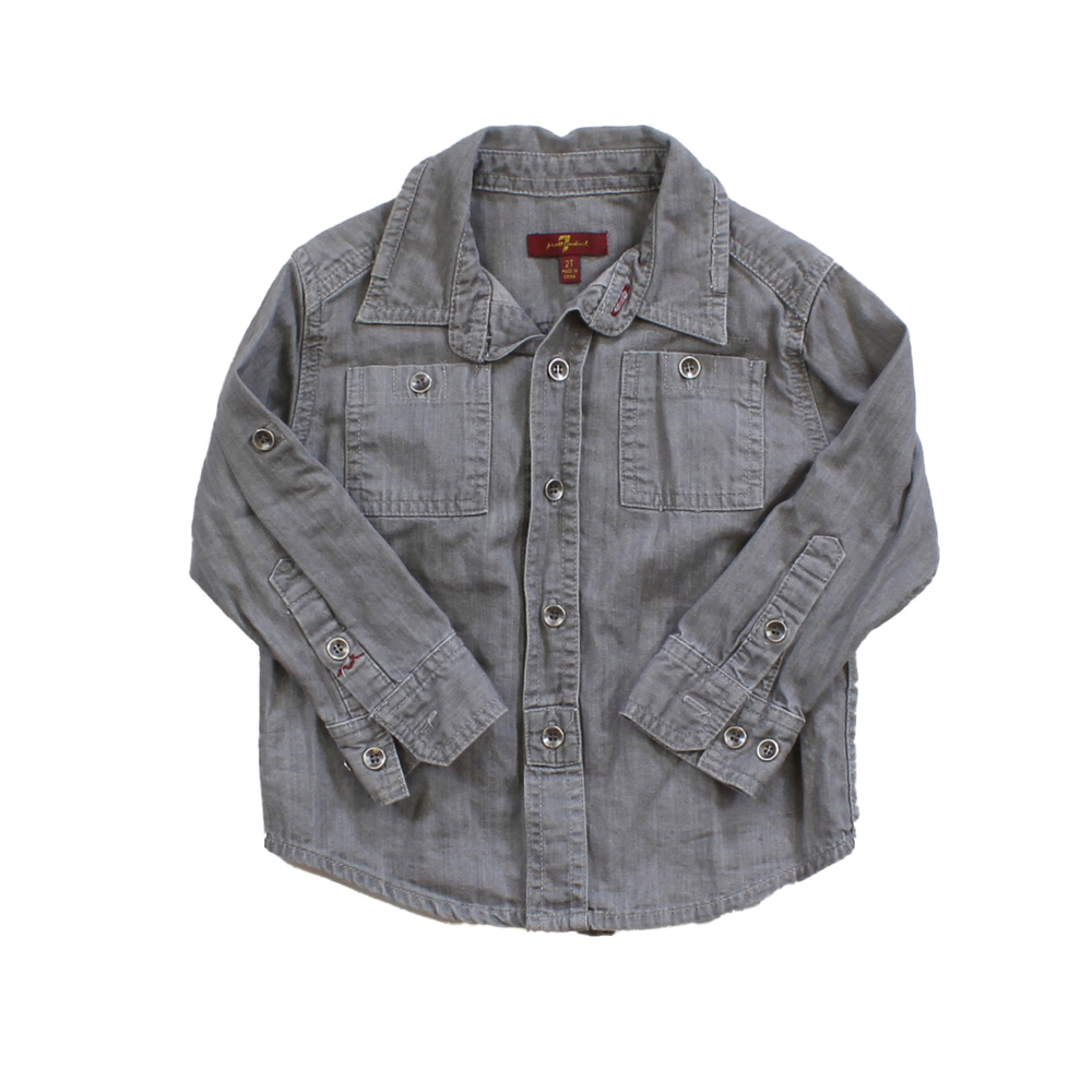 7 for all Mankind Boys Grey Button Down Long Sleeve size: 2T